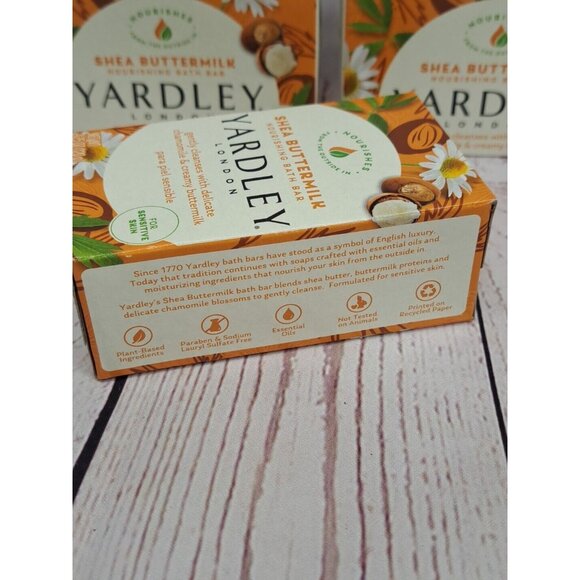 3 Pack- Yardley London Shea Buttermilk Sensitive Skin Naturally Moisturizing Bar - Picture 3 of 5